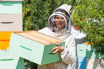 Image showing Portrait Of Beekeeper Working At Apiary