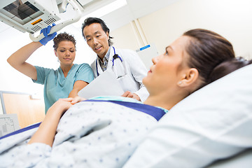 Image showing Medical Team Preparing Patient For Xray