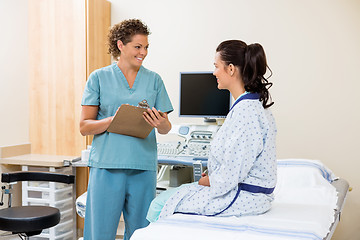 Image showing Nurse Looking At Patient Before Ultrasound Test