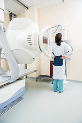 Image showing Patient Getting Chest Xray