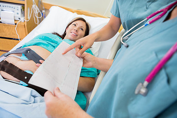 Image showing Nurses Discussing Fetal Monitor Report