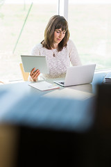 Image showing College Student Studying In Library