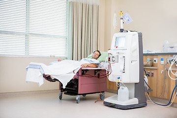 Image showing Patient Sleeping While Receiving Renal Dialysis