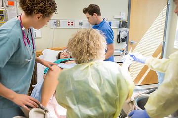 Image showing Woman Giving Birth in Hospital