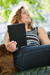 Image showing University Student Holding Digital Tablet