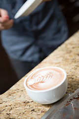 Image showing Cappuccino At Counter In Coffeeshop
