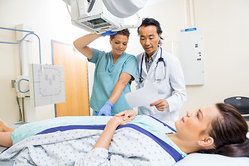 Image showing Medical Team Preparing Patient In Xray Room