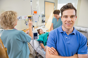 Image showing Proud Expecting Father in Hospital