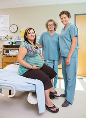 Image showing Female Nurses With Pregnant Woman In Hospital Room