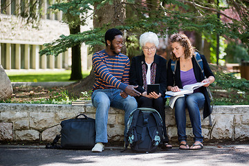 Image showing University Students Using Digital Tablet