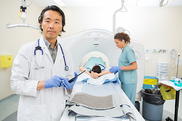 Image showing Medical Team Preparing For CT Scan