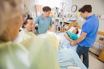 Image showing Woman Giving Birth in Hospital