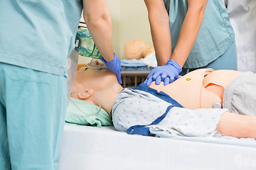 Image showing Nurse Performing CPR On Dummy Patient