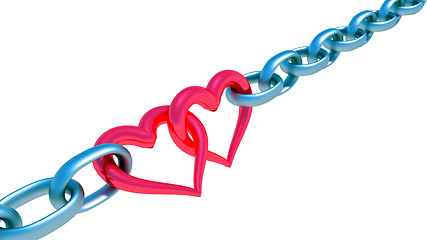 Image showing Chains with red heart