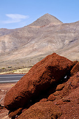 Image showing volcanic timanfaya  red rock stone sky  