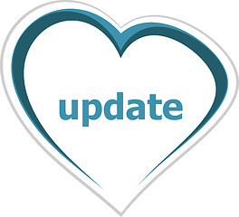 Image showing internet concept, update word on love heart