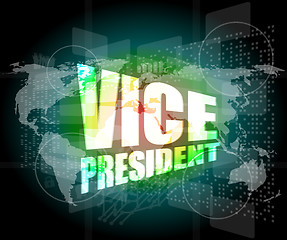 Image showing vice president, internet marketing, business digital touch screen interface