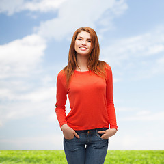 Image showing smiling teen girl outdoors