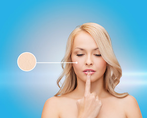 Image showing woman touching her lips