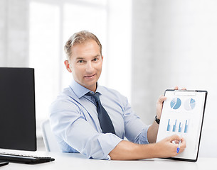 Image showing businessman showing graphs and charts