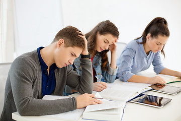 Image showing students with notebooks and tablet pc at school