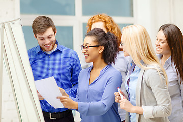 Image showing smiling business team having discussion in office