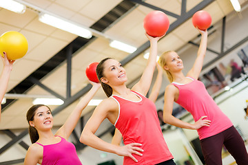 Image showing group of people working out with stability balls