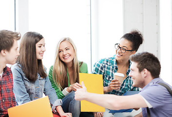 Image showing students communicating and laughing at school