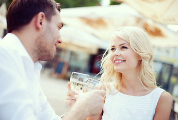 Image showing couple drinking wine in cafe