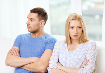 Image showing unhappy couple having argument at home