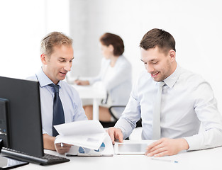 Image showing businessmen with notebook and tablet pc