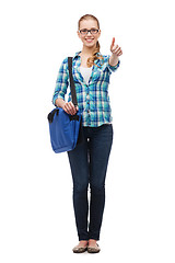 Image showing student with laptop bag showing thumbs up