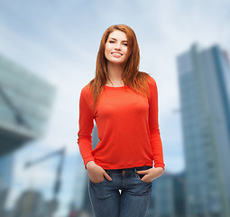 Image showing smiling teen girl outdoors