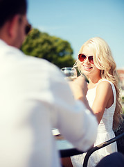 Image showing couple drinking wine in cafe