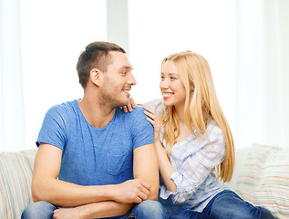 Image showing smiling happy couple at home