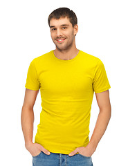 Image showing handsome man in blank yellow shirt