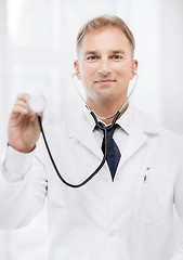 Image showing young male doctor with stethoscope