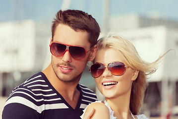 Image showing happy young couple in port