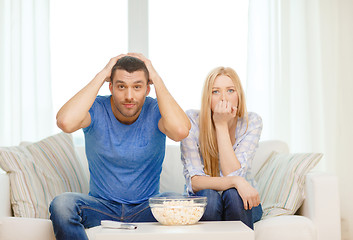 Image showing upset couple after sports team loss