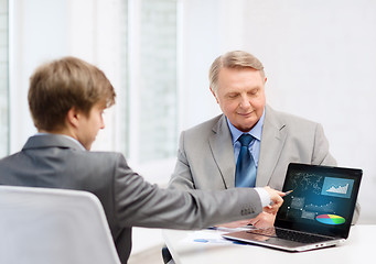 Image showing older man and young man with laptop computer