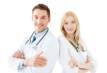 Image showing young male doctor and female nurse in hospital