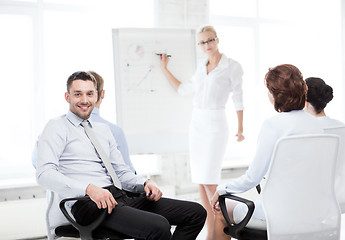 Image showing businessman on business meeting in office