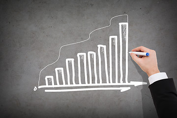 Image showing close up of businessman drawing growing graph