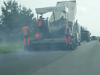 Image showing Working with Hot Asphalt