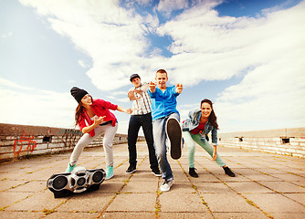 Image showing group of teenagers dancing