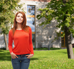 Image showing smiling teen girl at campus