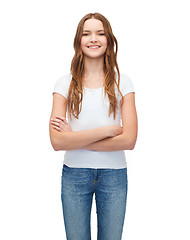 Image showing smiling teenager in blank white t-shirt