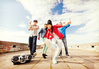 Image showing group of teenagers dancing