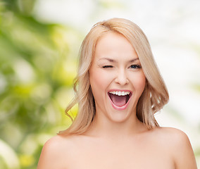 Image showing beautiful woman with long wavy hair