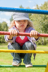 Image showing Sad girl on stair